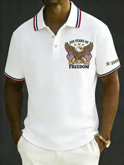 Men's Retro 250th Anniversary of the United States Print  Independence Day Cross Print Polo Shirt