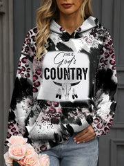 Women's Letter & Leopard Print Hoodie with Kangaroo Pocket, Soft Long Sleeve Sweatshirt – Perfect for Everyday Wear