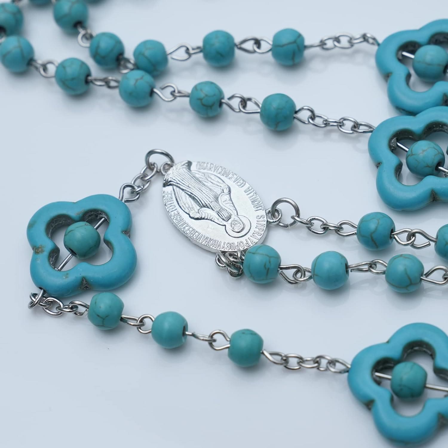 Turquoise Cross Blessing Rosary