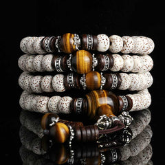 Faith Nova Handmade Tibetan Tiger Eye Bodhi Seed Peace Bracelet