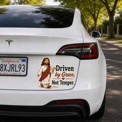 Driven By Grace, Not Temper, Adhesive-Free Magnetic Design, Suitable for Car Doors & Trunks