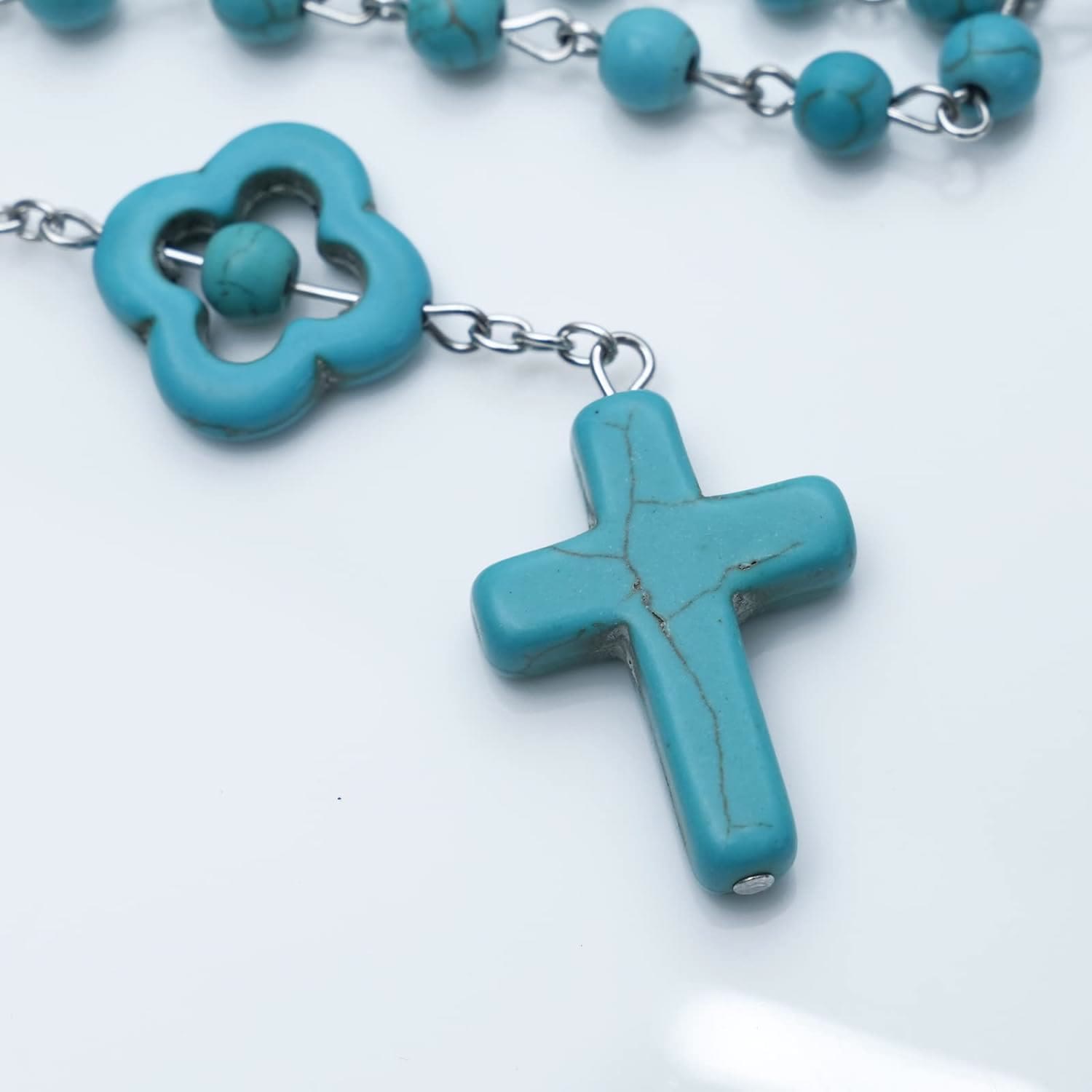 Turquoise Cross Blessing Rosary