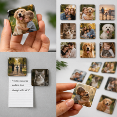Custom Photo Fridge Magnet Set (9 Pieces) – Personalized Family Picture Magnets