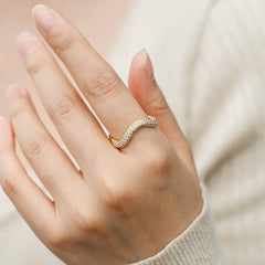 Pavé Wavy Enamel Statement Stacking Ring