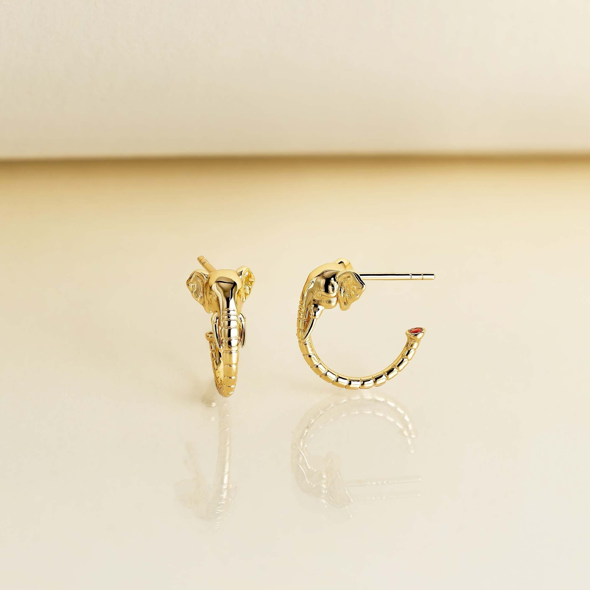 Promised Land Garden of Life Elephant Half Hoop Stud Earrings