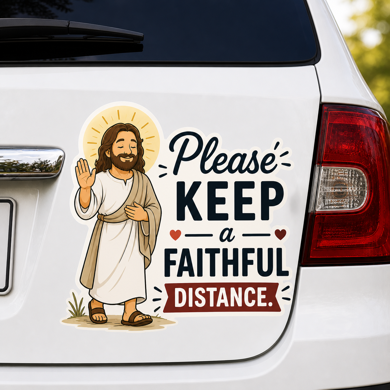 Please Keep A Faithful Distance, Adhesive-Free Magnetic Design, Suitable for Car Doors & Trunks