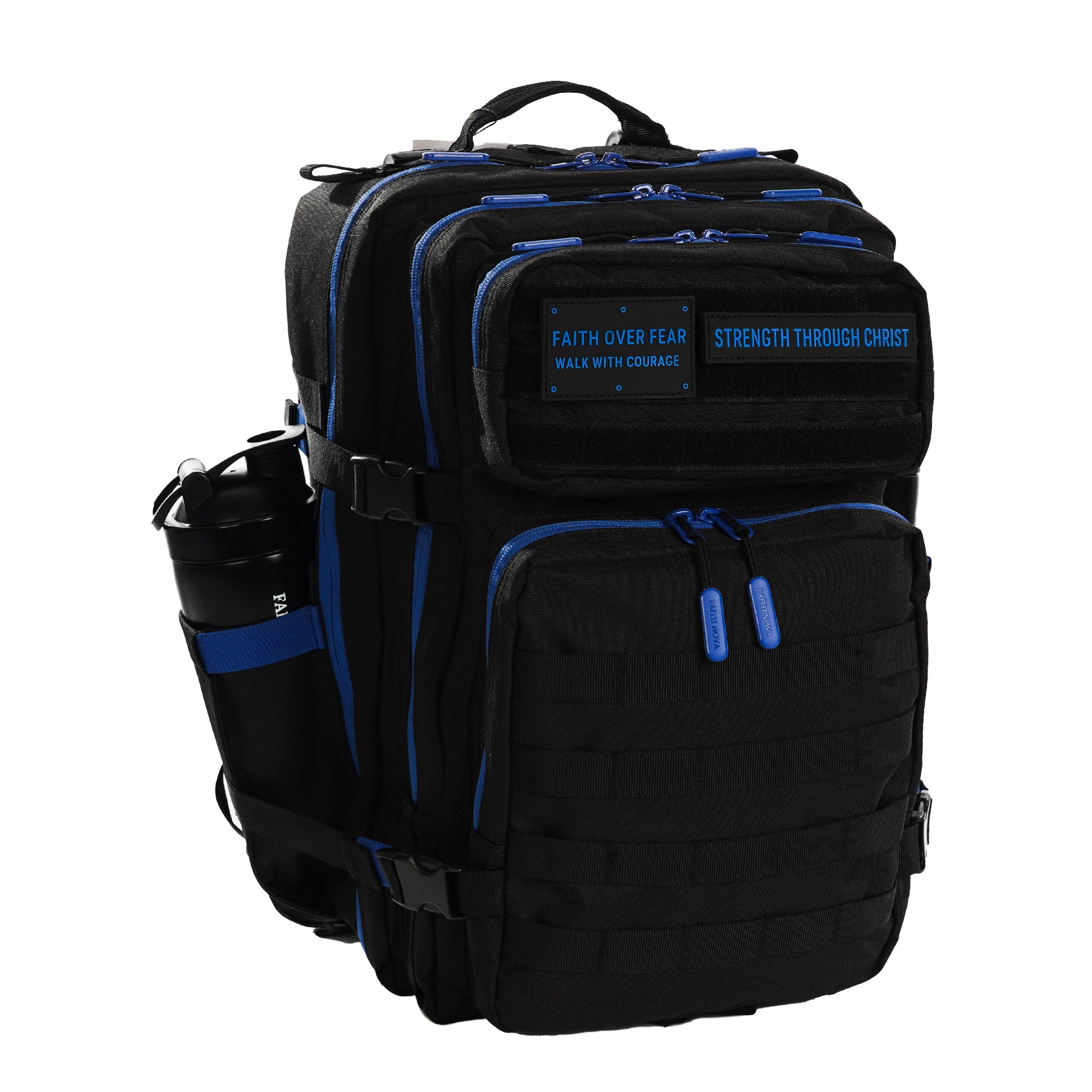 Faith-Inspired EDC Performance Backpack 45L - Black Blue