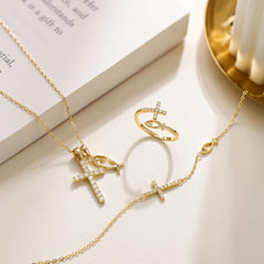 18K Gold-Plated We Will be With You Cross Ichthys Necklace