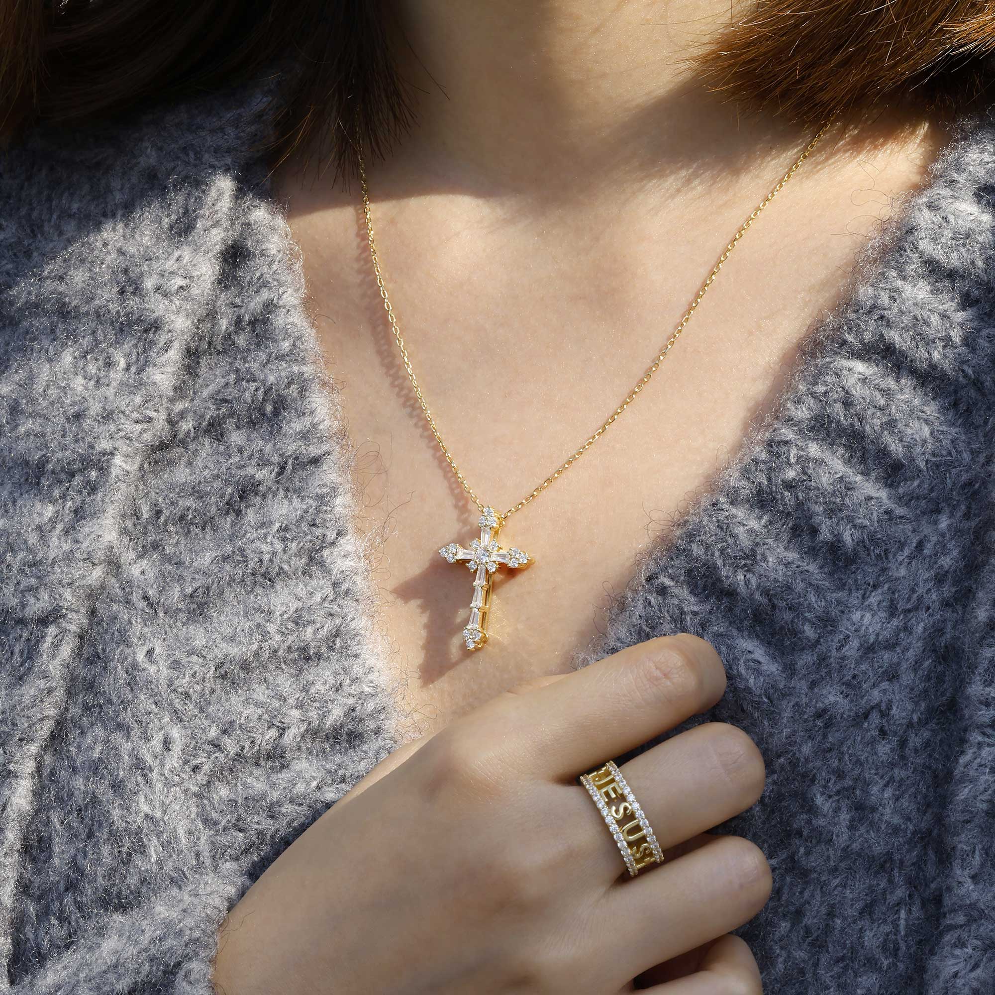 Byzantine Faith Cross Pendant Necklace