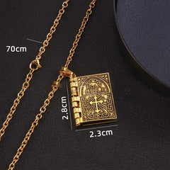 Turnable Cross Holy Bible Pendant Quality Necklace