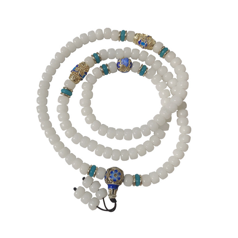 Faith Nova Natural White Bodhi Seed Mala 108 Beads Wealth Bracelet