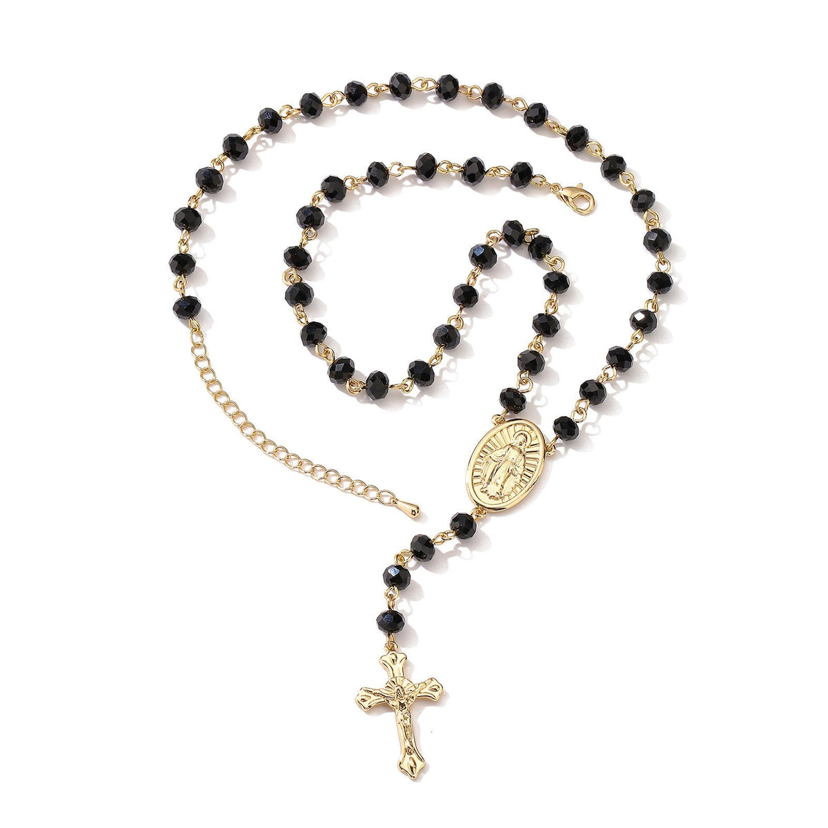 Virgin Mary Medal & Crucifix Pendant Necklace