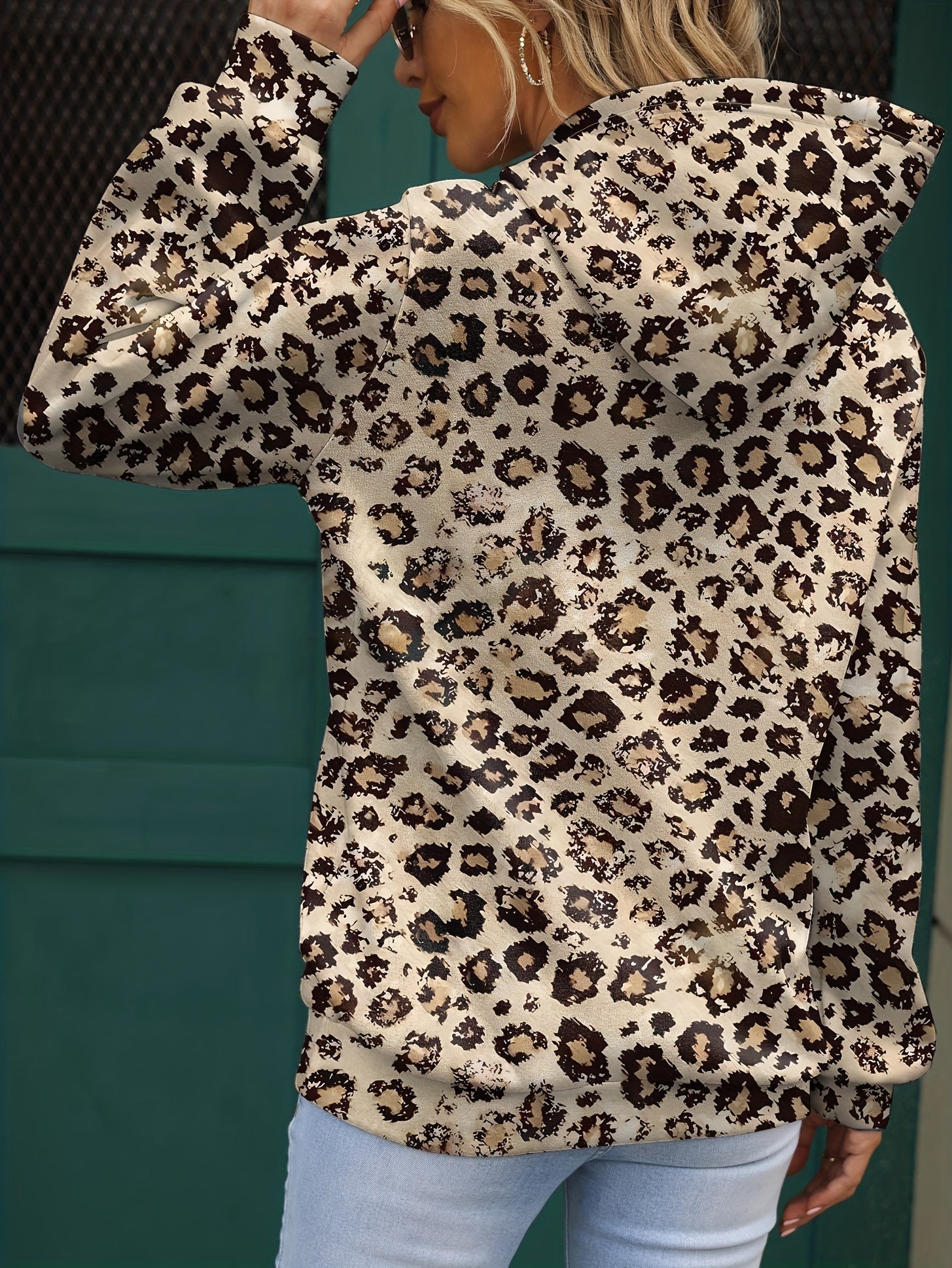 Women's Leopard & Graphic Print Hoodie with Kangaroo Pocket, Soft and Casual – Perfect for Everyday Wear and Lounging