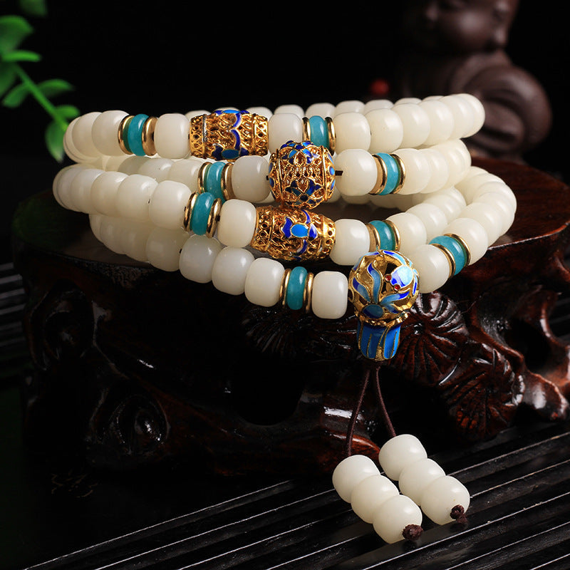 Faith Nova Natural White Bodhi Seed Mala 108 Beads Wealth Bracelet