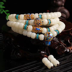 Faith Nova Natural White Bodhi Seed Mala 108 Beads Wealth Bracelet