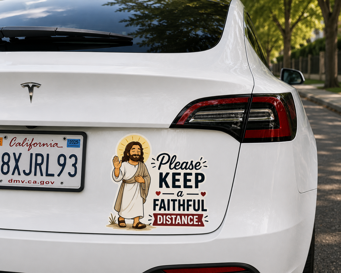 Please Keep A Faithful Distance, Adhesive-Free Magnetic Design, Suitable for Car Doors & Trunks