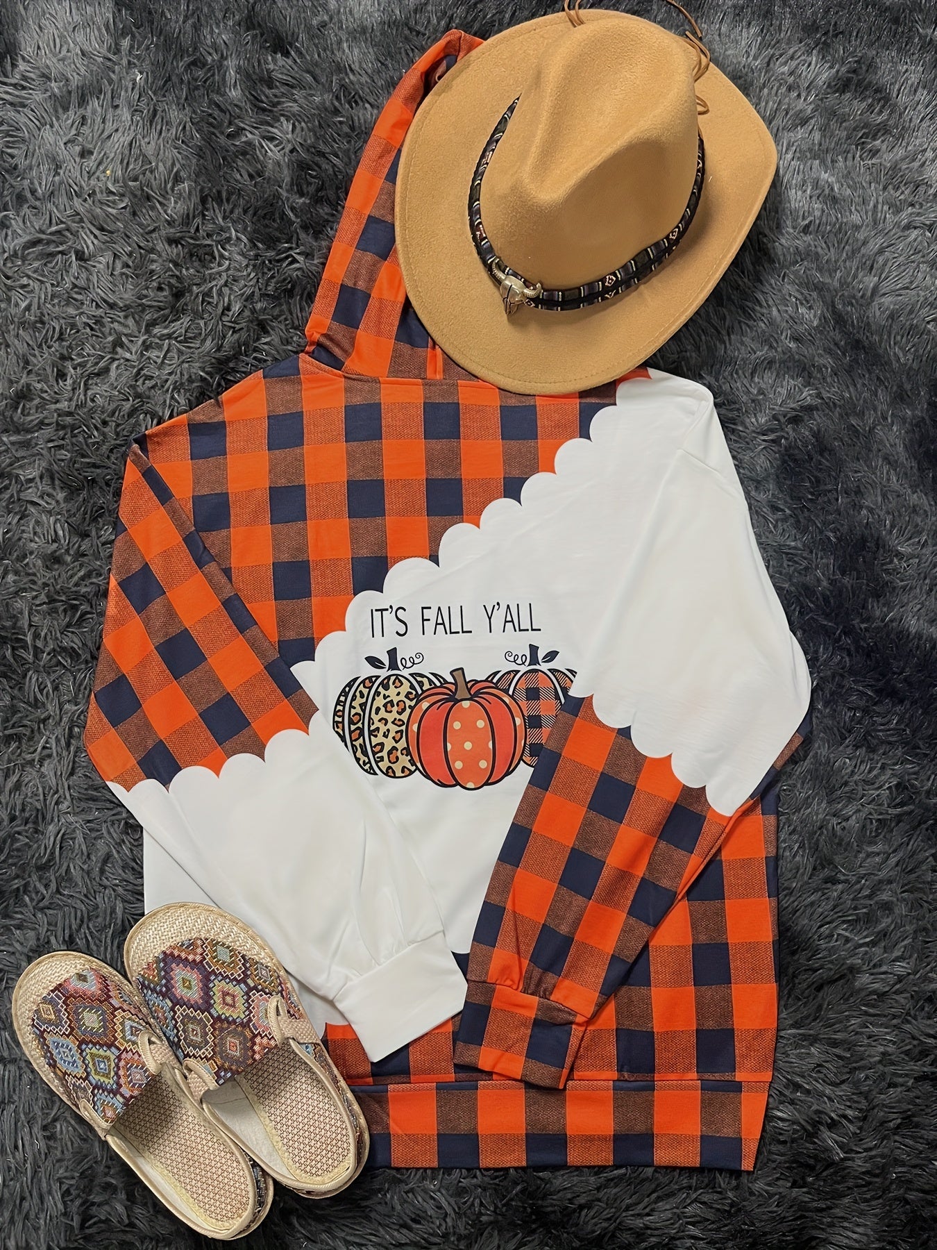 Women's Halloween Pumpkin Print Hoodie – Cozy Kangaroo Pocket, Drawstring, Vintage Style, Super Soft for Trendy Fashionistas