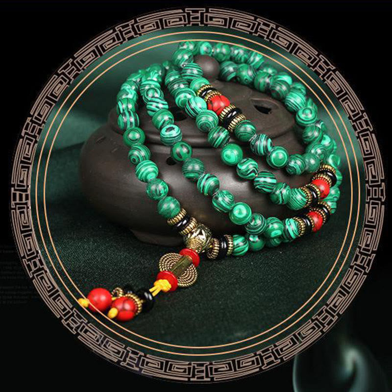 Faith Nova Tibetan 108 Mala Malachite Beads Bracelet Necklace