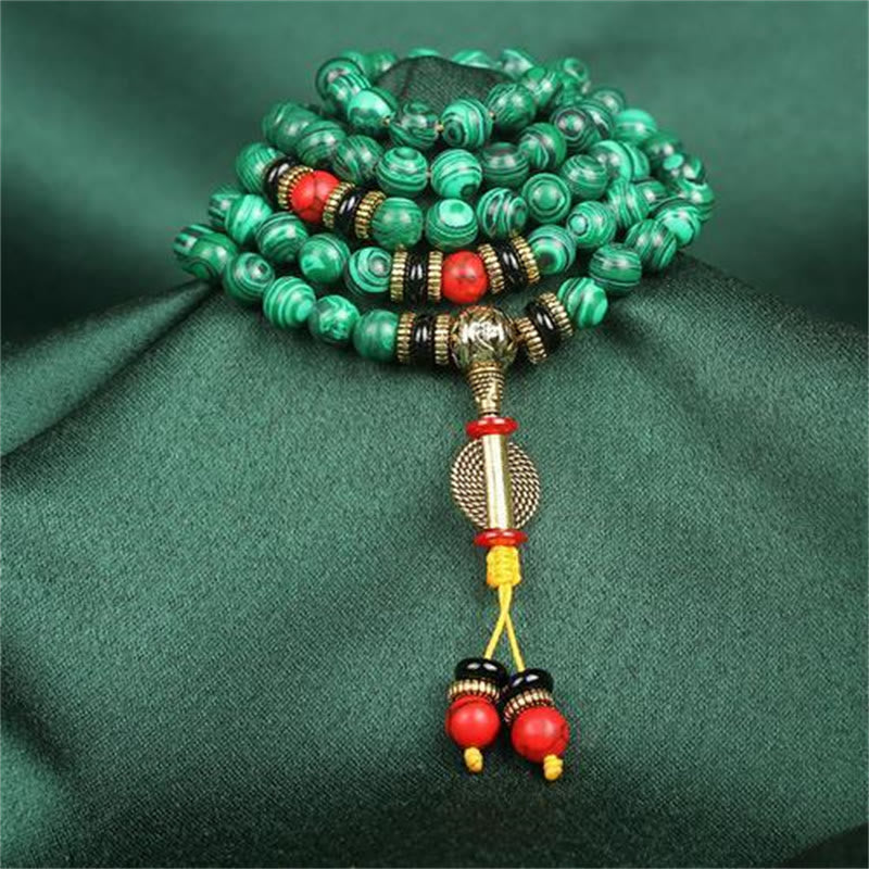 Faith Nova Tibetan 108 Mala Malachite Beads Bracelet Necklace