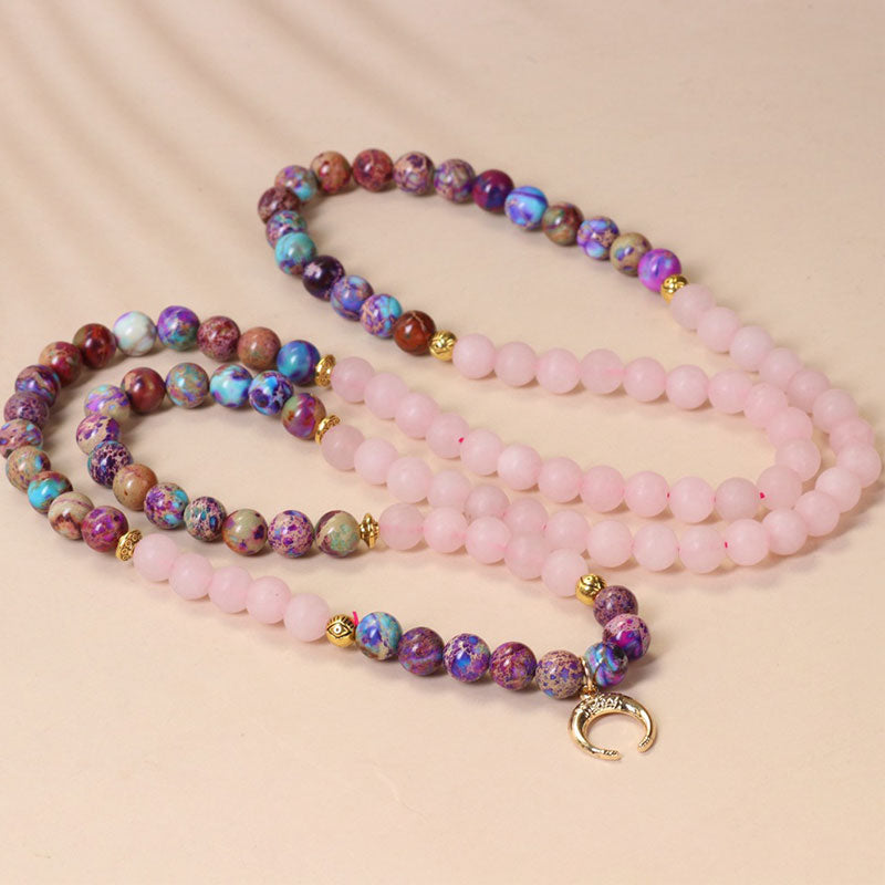 Faith Nova 108 Beads Miano Real Pink Crystal Mala Healing Bracelet