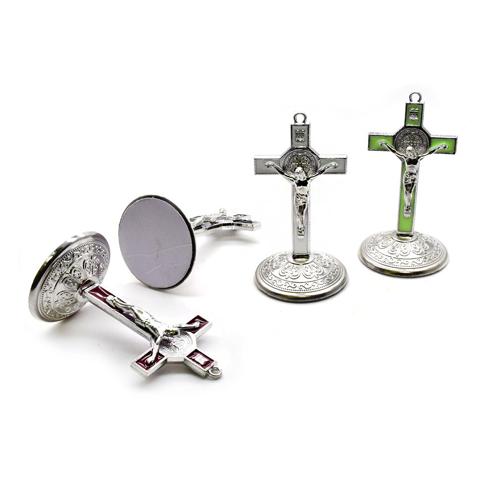 Alloy Cross Ornament Stand for Home, Office & Car Decor