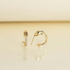 Promised Land Ocean’s Dance Dolphin Half Hoop Stud Earrings