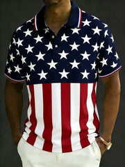 Men's Retro 250th Anniversary of the United States Print  Independence Day Cross Print Polo Shirt