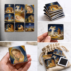 The Nativity of Jesus - Religious Fridge Magnets 9 Pieces