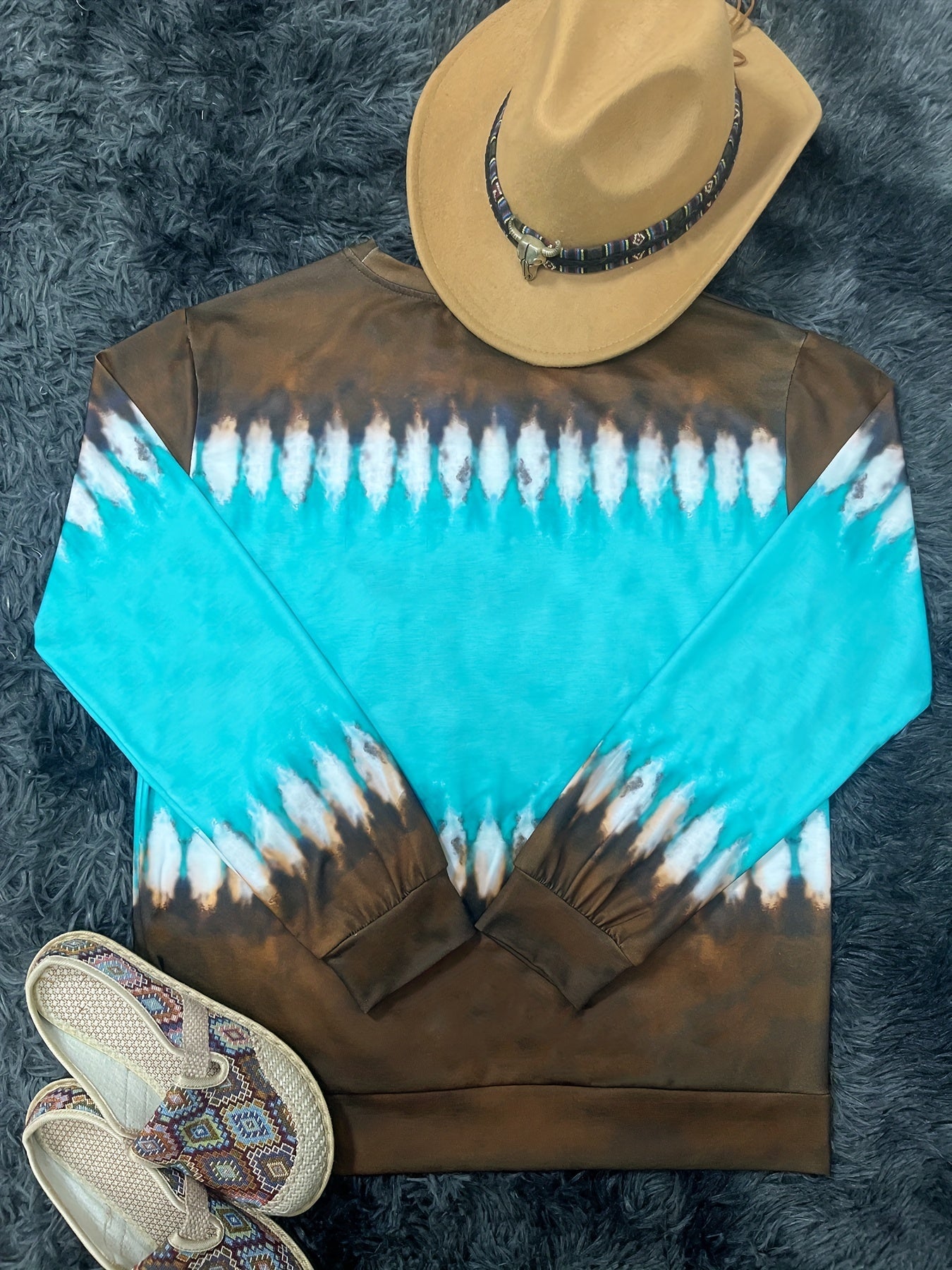 Women's Geometric Print Pullover Sweatshirt, Soft Long Sleeve Crew Neck – Ideal for Daily Wear and Layering