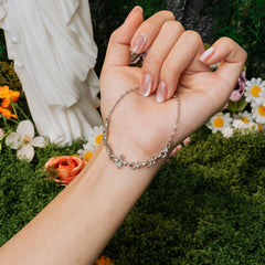 Heaven’s Grace Cross Crystal Bracelet – White & Pastel Glow Faith Jewelry