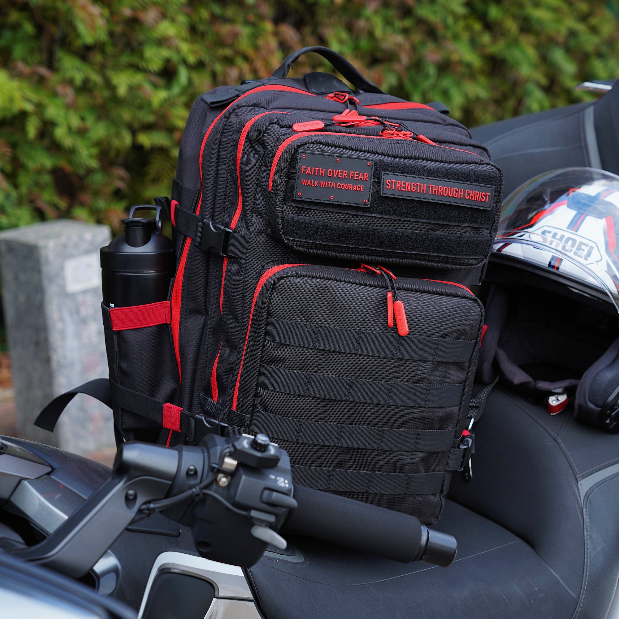 Faith-Inspired EDC Performance Backpack 45L - Black Red