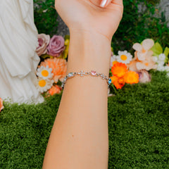 Heaven’s Grace Cross Crystal Bracelet – White & Pastel Glow Faith Jewelry