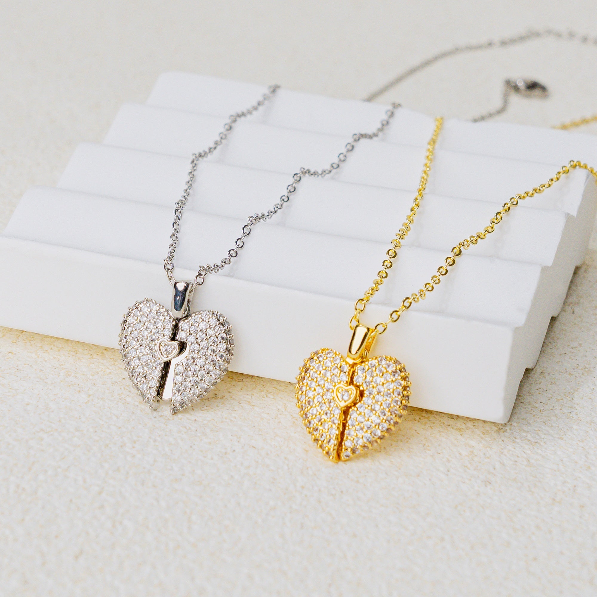 Heart of Faith Necklace – Christian Love & Cross Key Pendant, Gold & Silver Toned Jewelry of Grace