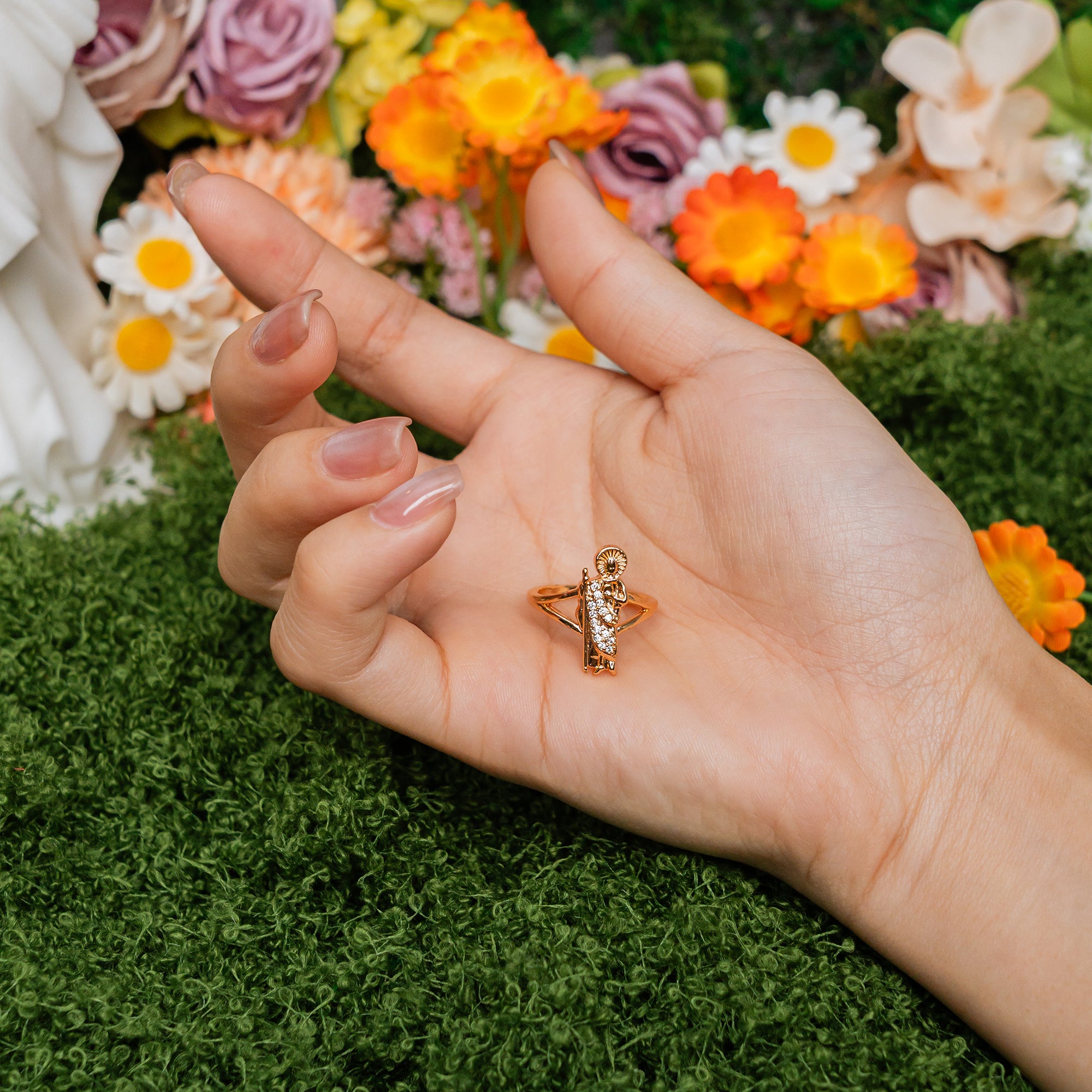 Saint Guardian Adjustable Ring – Gold Faith Jewelry of Protection & Grace