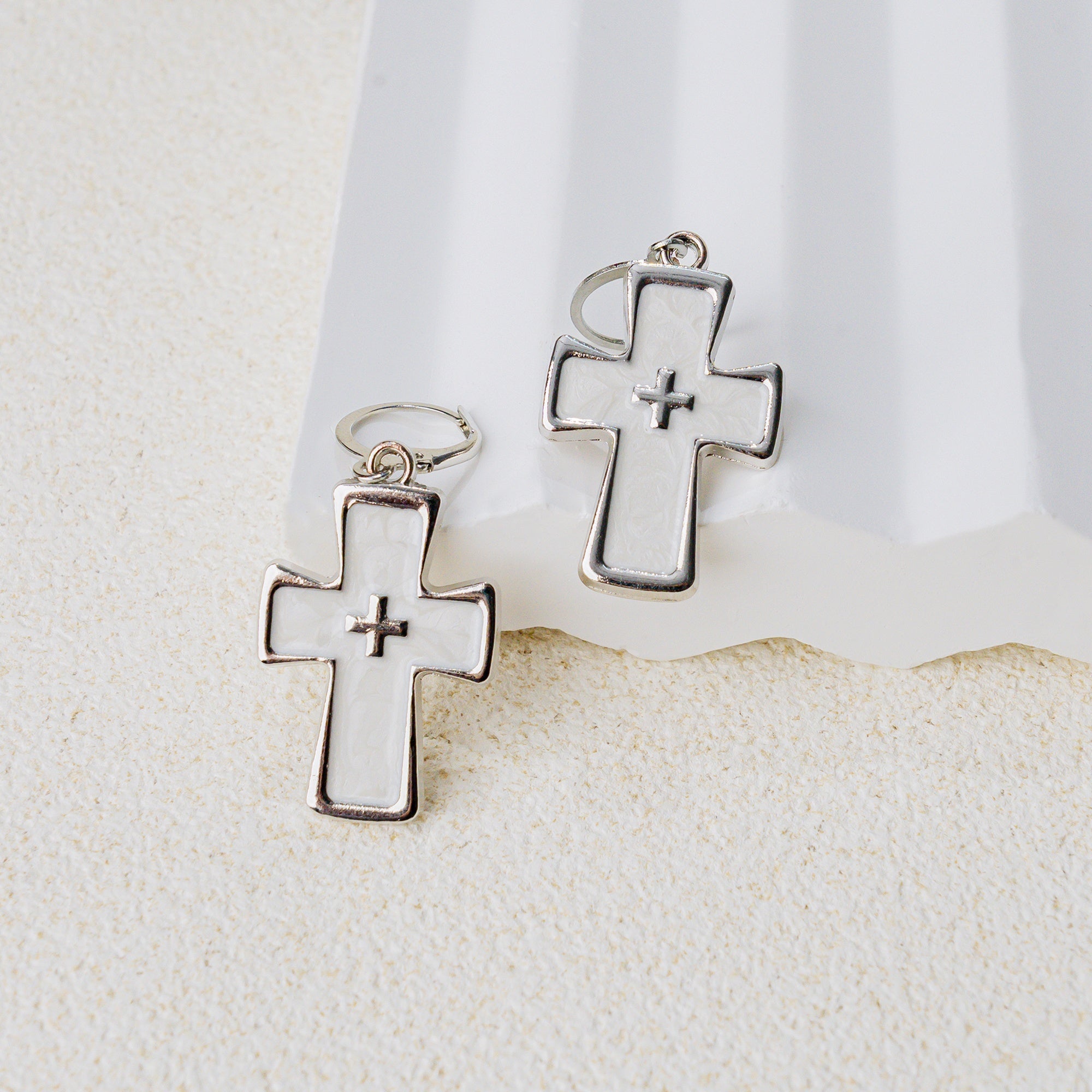 Grace Enamel Cross Hoop Earrings – Faith-Inspired Color Drop Earrings