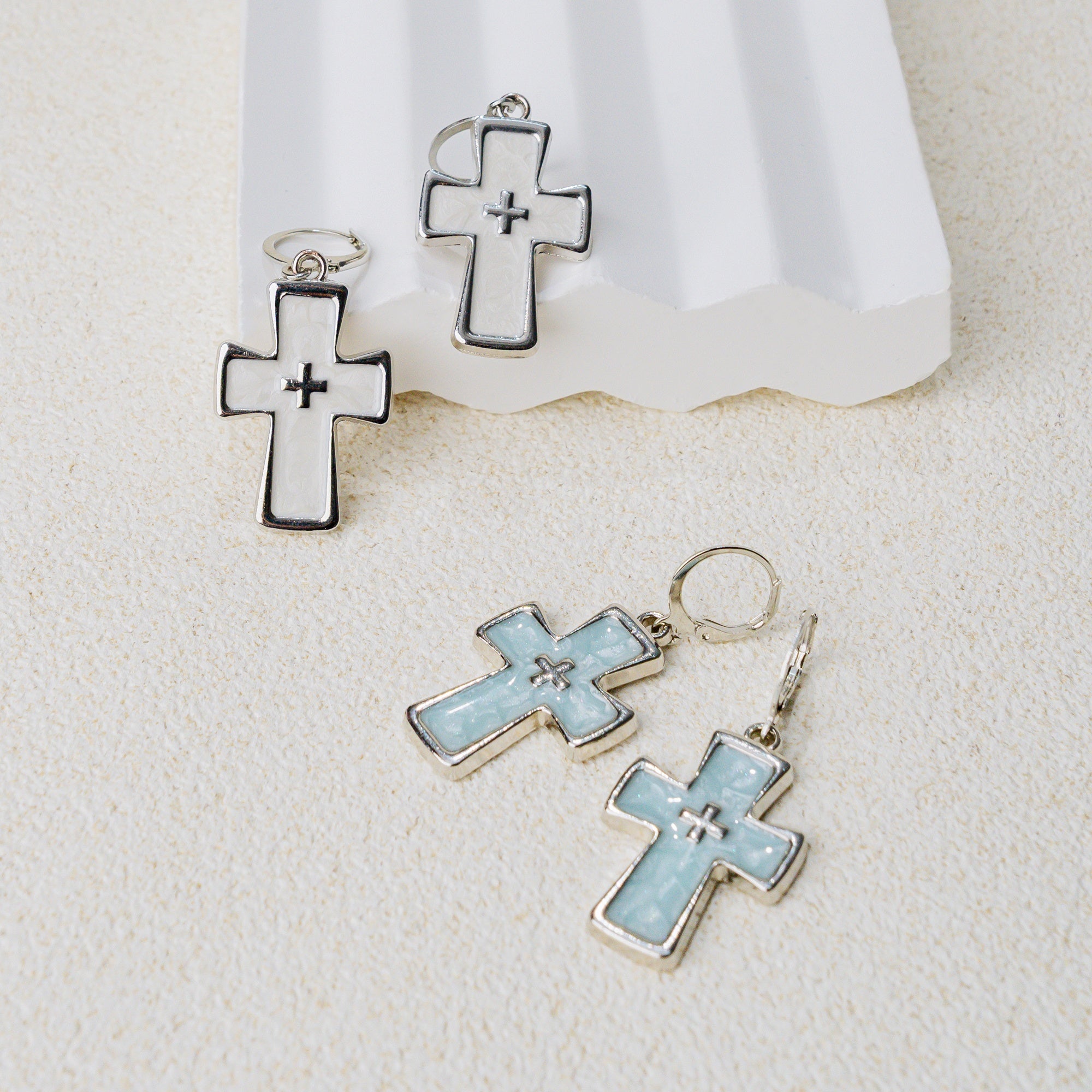Grace Enamel Cross Hoop Earrings – Faith-Inspired Color Drop Earrings
