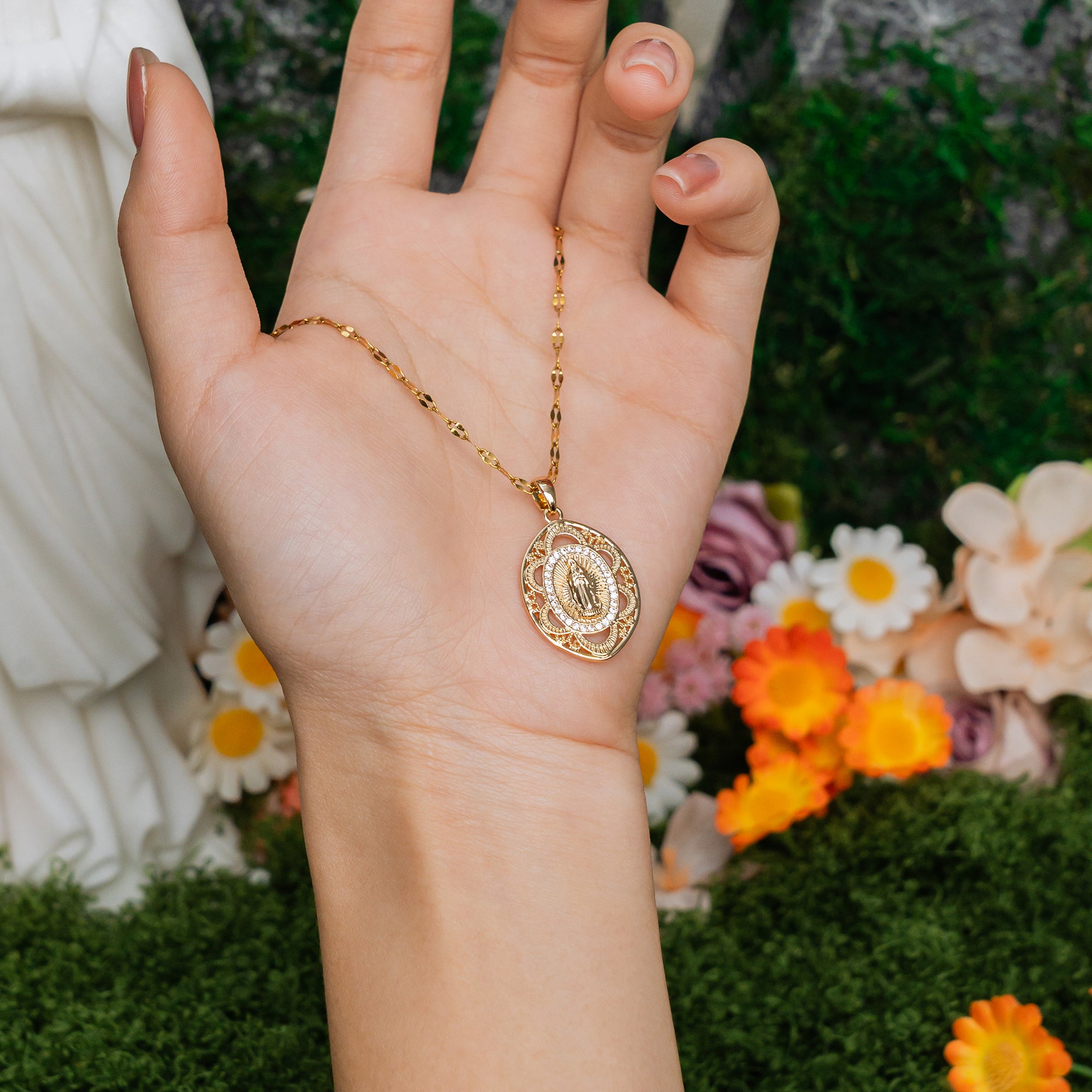 Our Lady of Grace Necklace – Virgin Mary Pendant of Faith and Protection