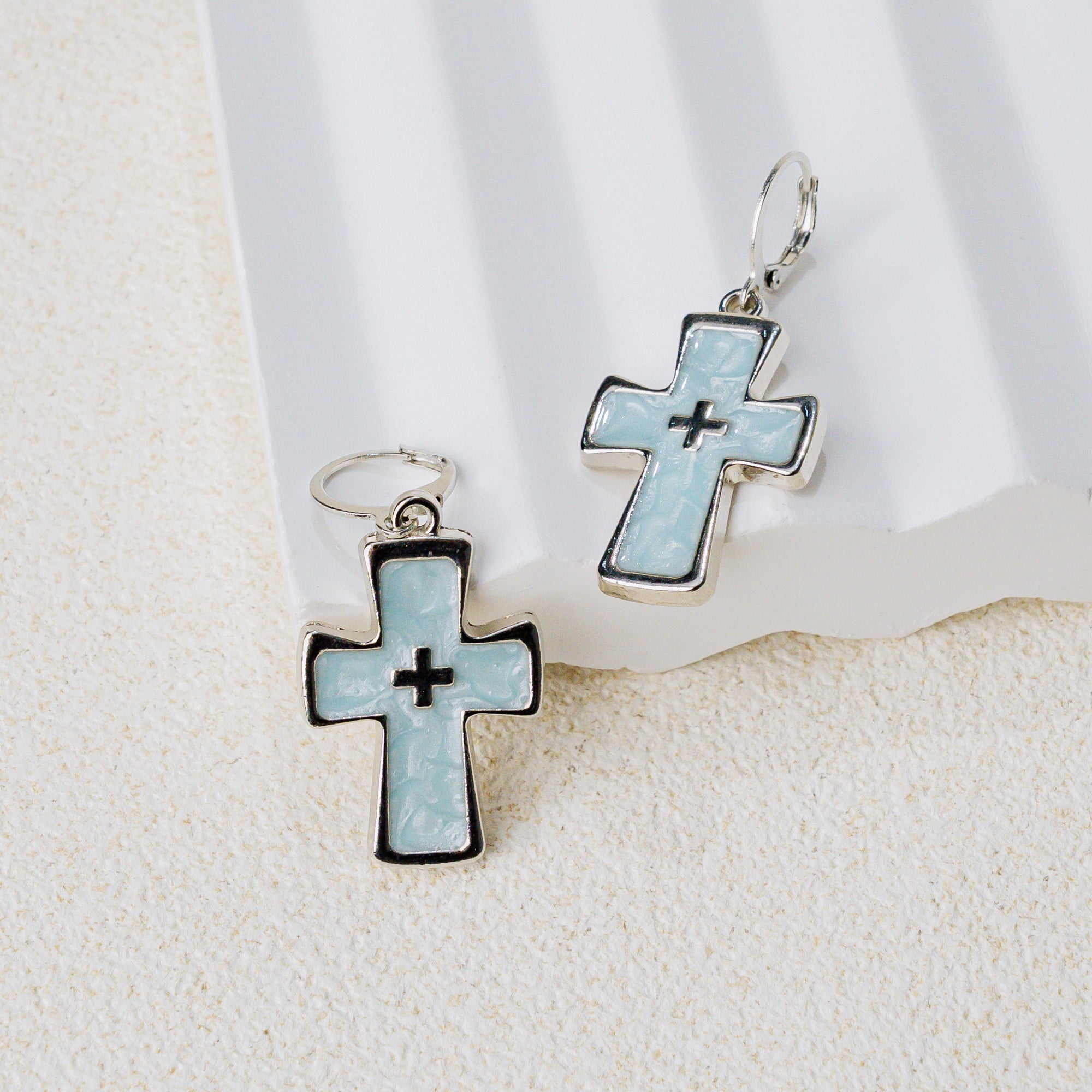 Grace Enamel Cross Hoop Earrings – Faith-Inspired Color Drop Earrings
