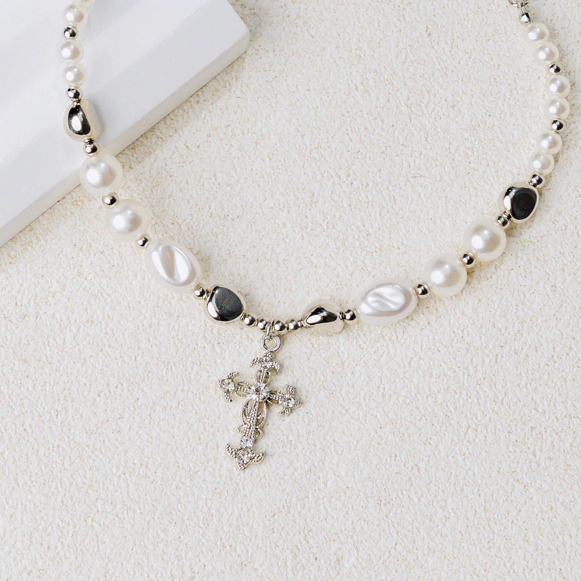 Baroque Pearl Cross Necklace – Vintage Christian Faith Jewelry