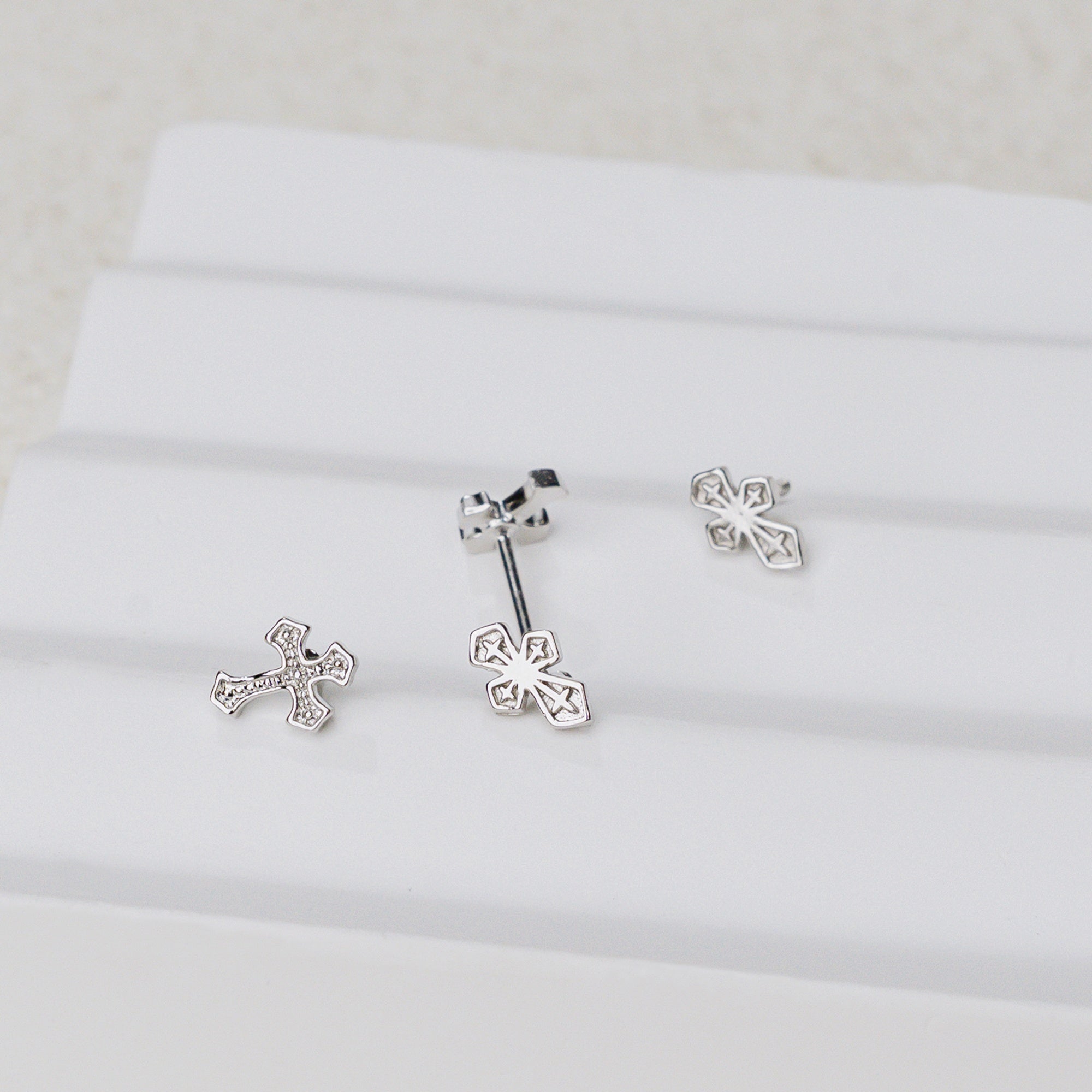 Mini Faith Cross Stud Earrings – Christian Minimalist Jewelry of Grace