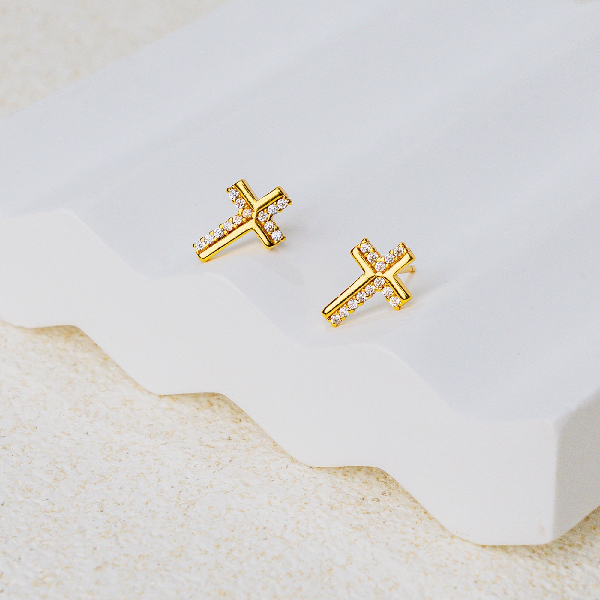 Faith & Shine Cross Earrings – Christian Studs of Light & Grace