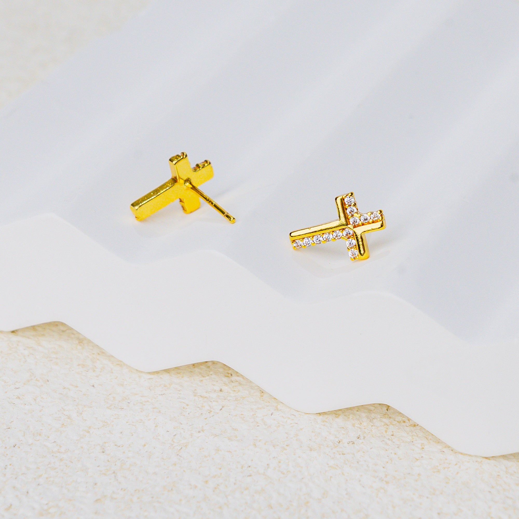 Faith & Shine Cross Earrings – Christian Studs of Light & Grace