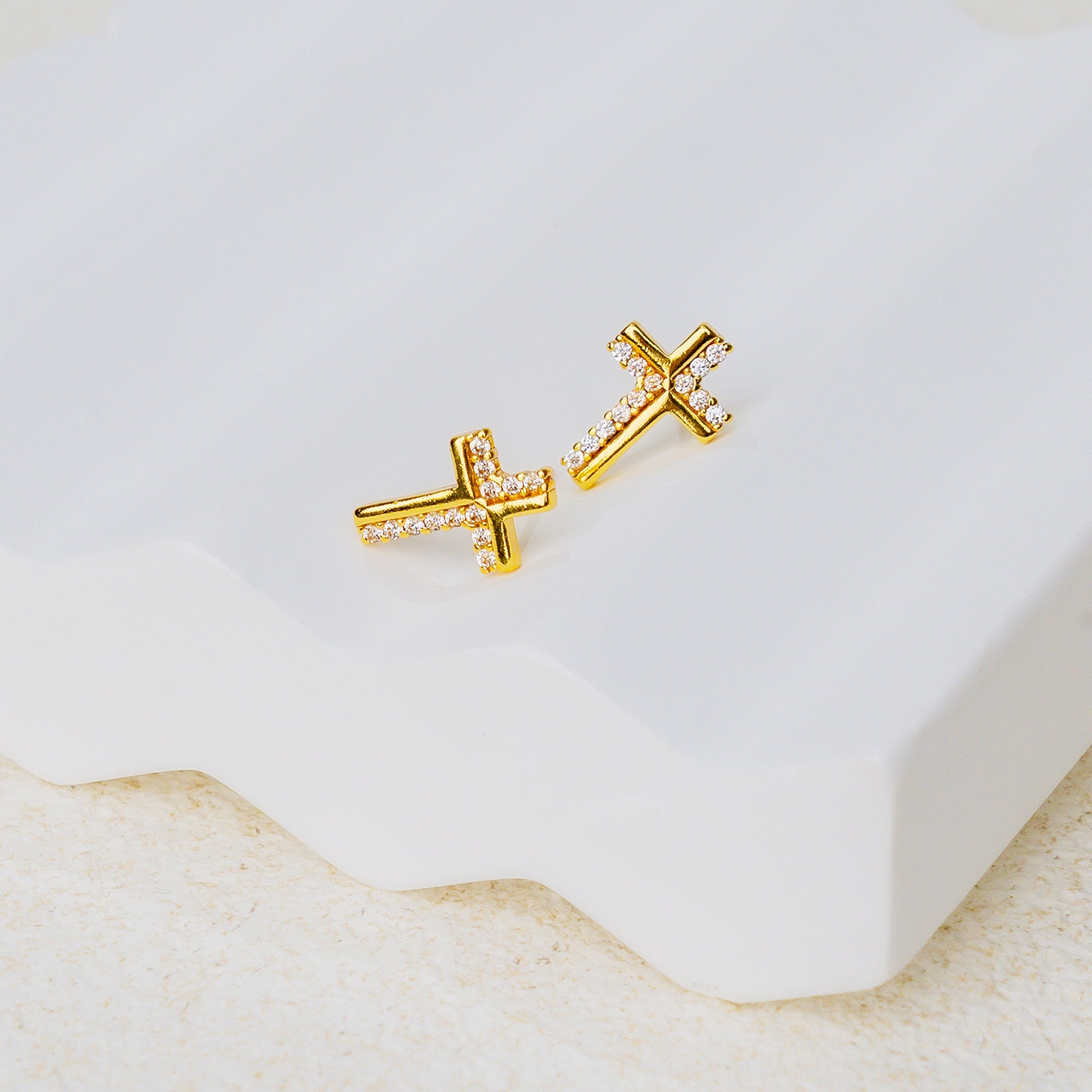 Faith & Shine Cross Earrings – Christian Studs of Light & Grace