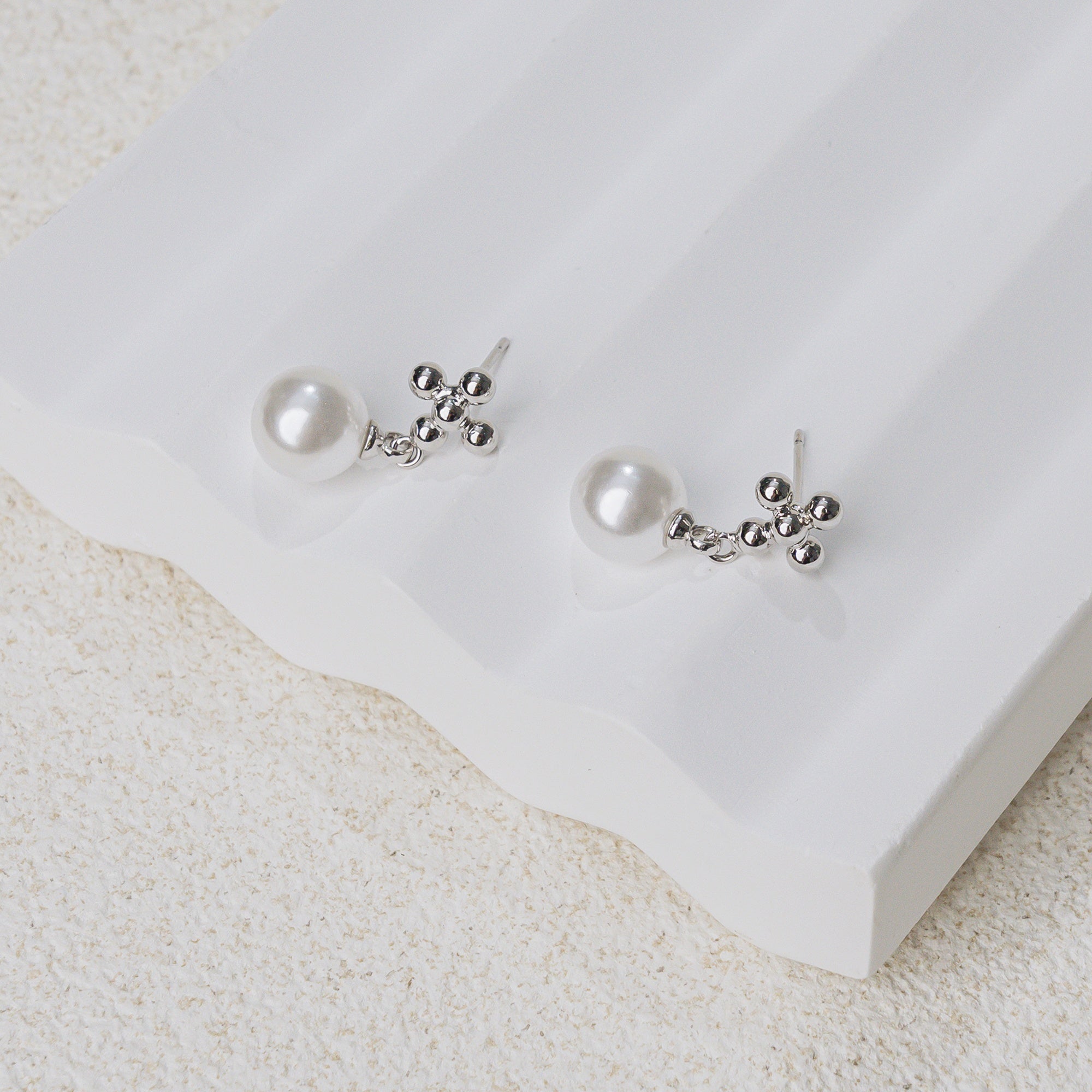 Divine Pearl Cross Earrings – Elegant Christian Drop Earrings of Grace