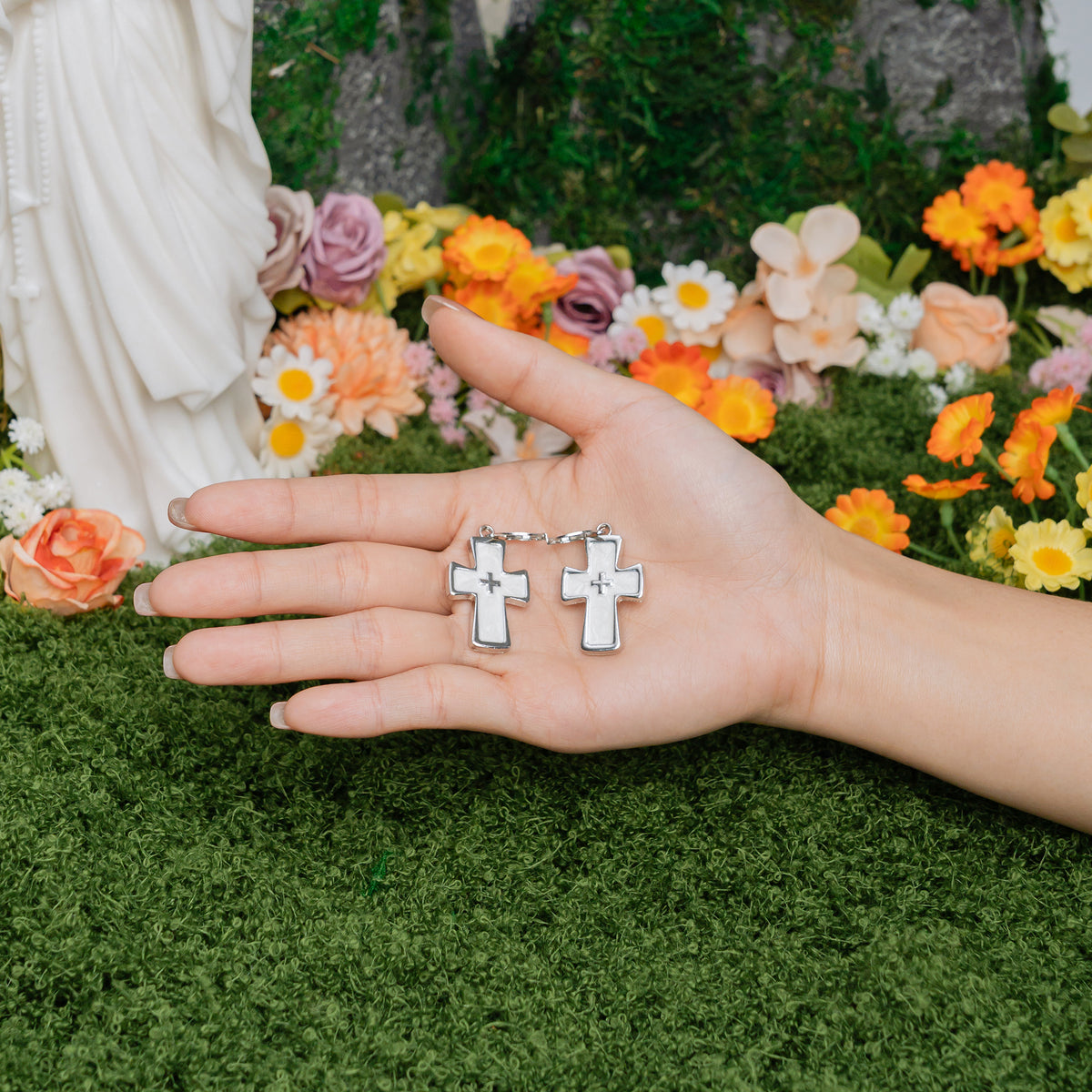 Grace Enamel Cross Hoop Earrings – Faith-Inspired Color Drop Earrings