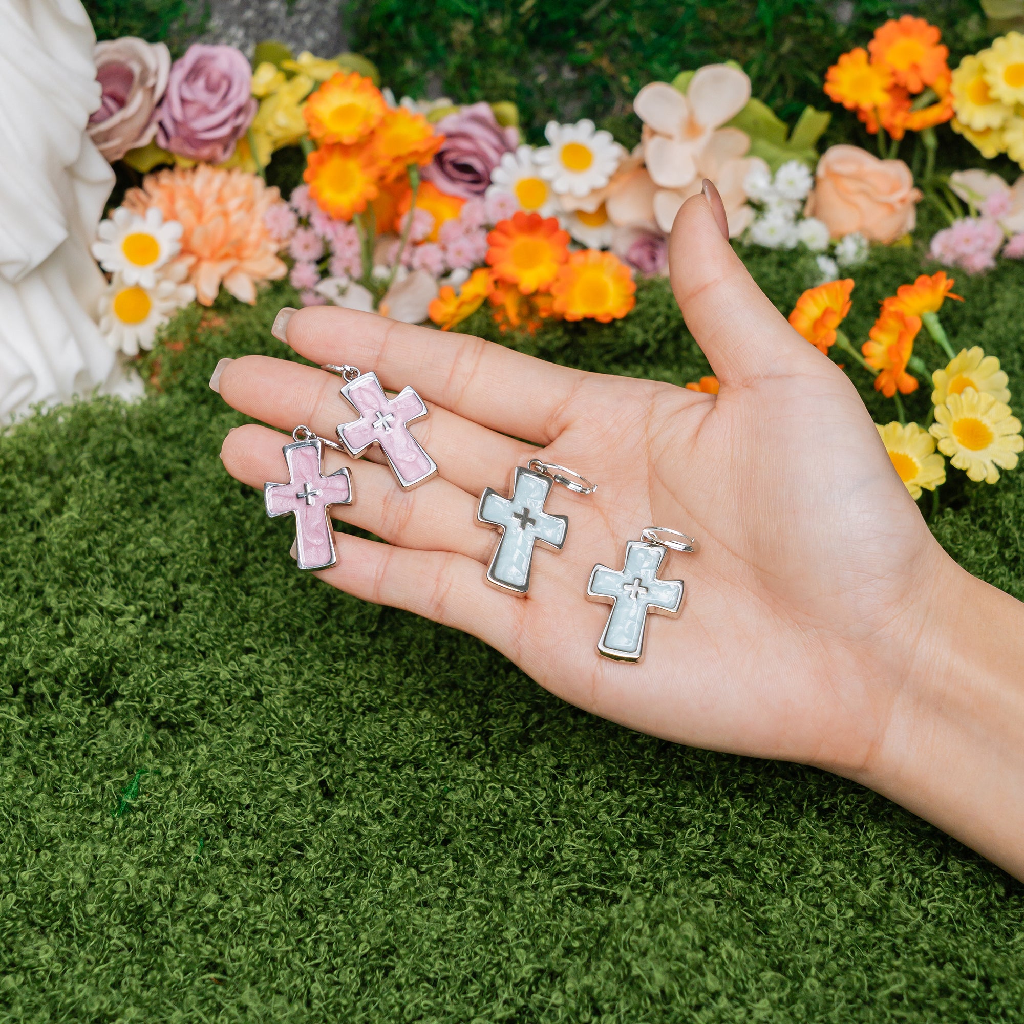 Grace Enamel Cross Hoop Earrings – Faith-Inspired Color Drop Earrings