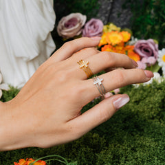 Double Cross Faith Ring – Adjustable Stacking Band of Light & Grace