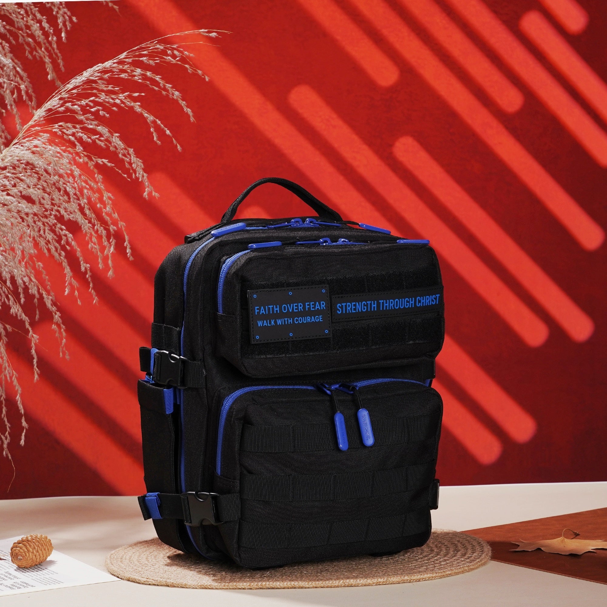 Faith-Inspired EDC Performance Backpack 15L - Black Blue