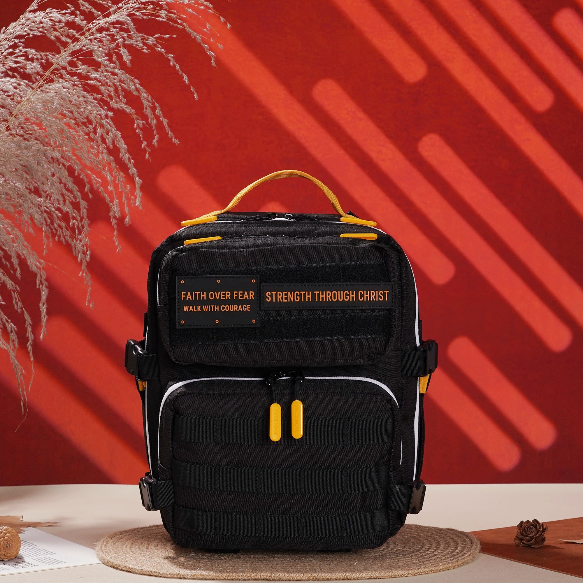 Faith-Inspired EDC Performance Backpack 15L - Black Orange