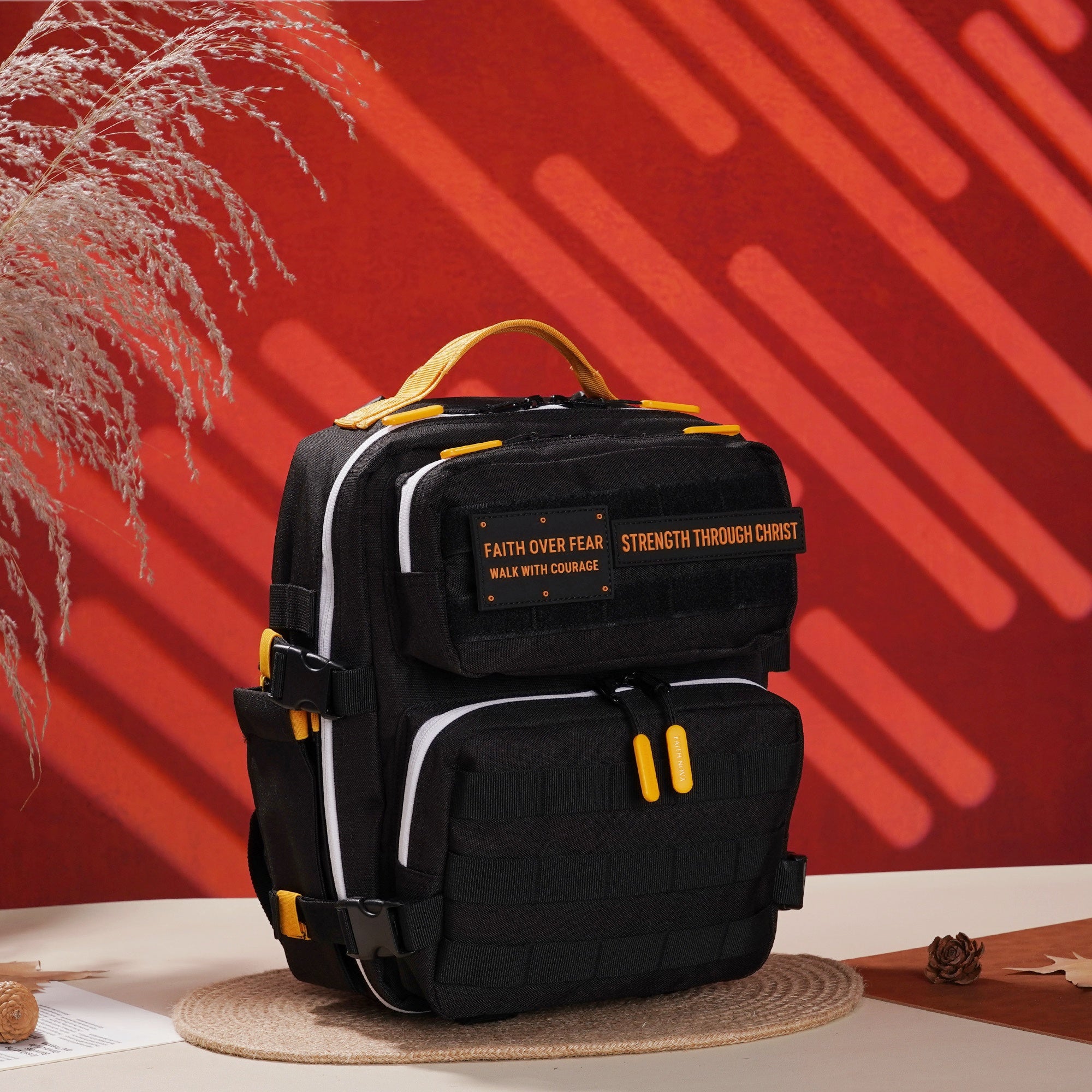 Faith-Inspired EDC Performance Backpack 15L - Black Orange